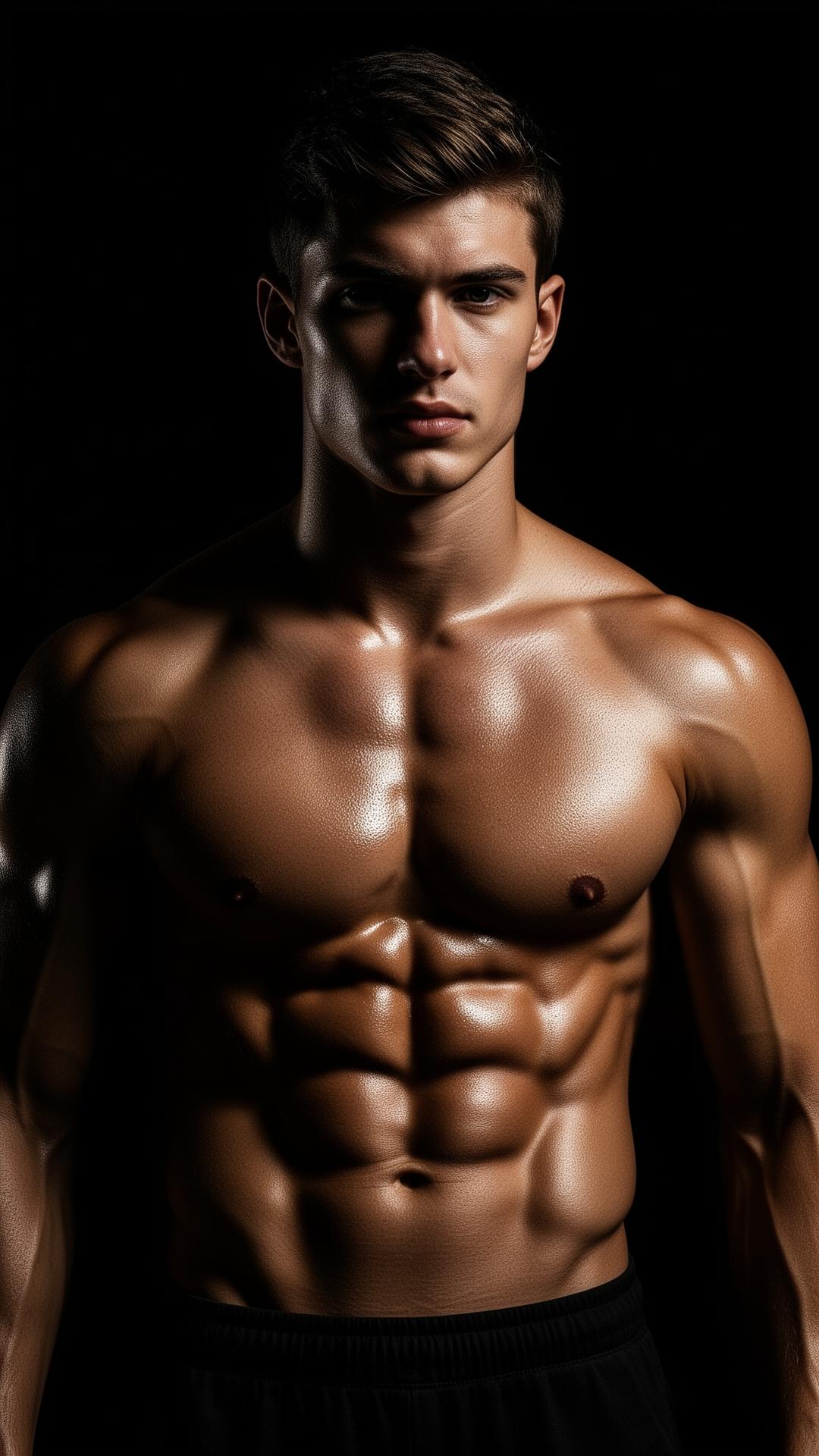 Hombre atlético con abdominales definidos